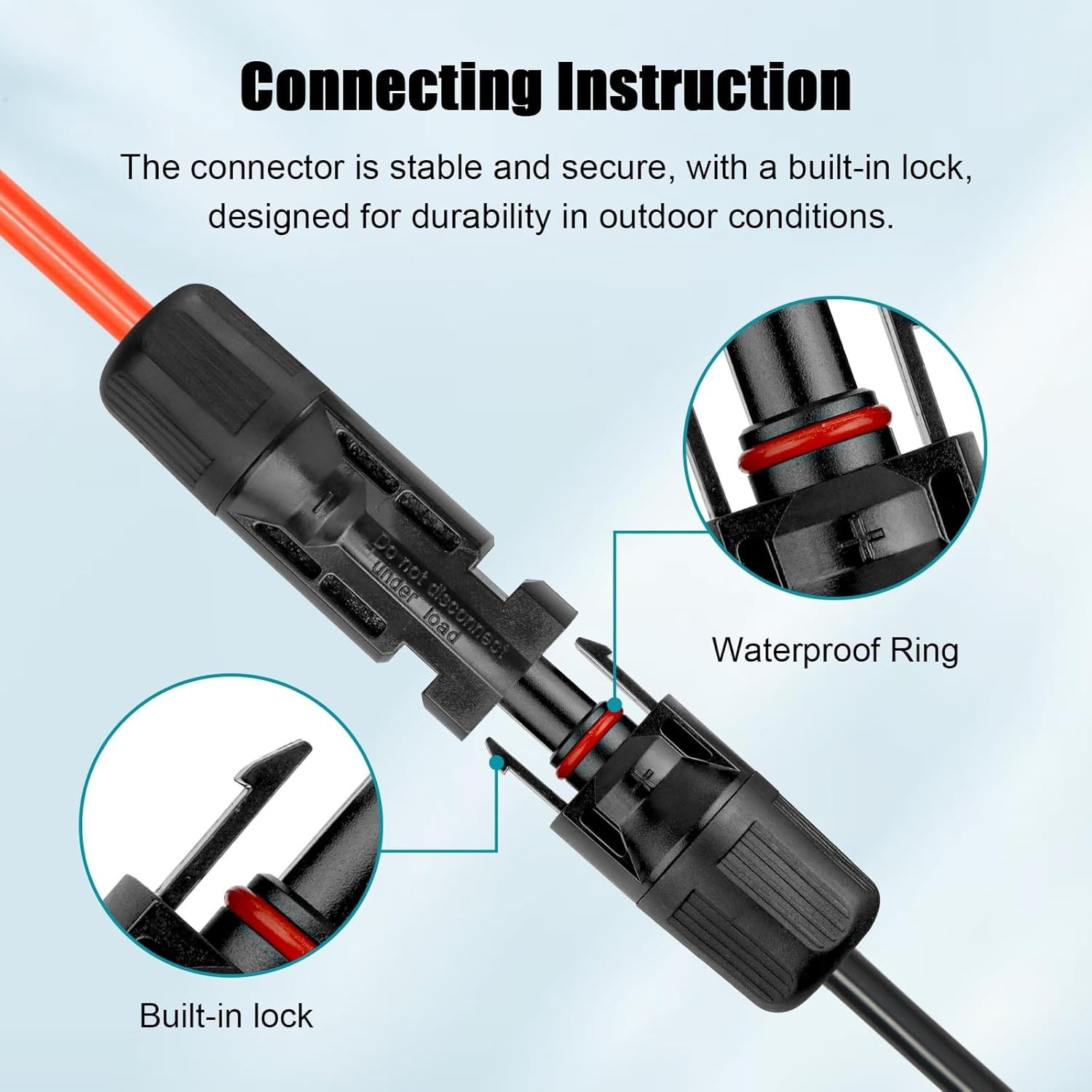 10 AWG Solar Extension Cable 10FT Black + 10FT Red, for Solar Panel, RV, Boat