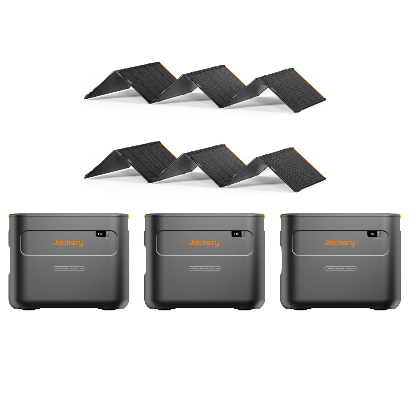 Jackery QTY 3 OF Battery Pack 5000 Plus + QTY 2 OF SolarSaga 500 X Solar Panels