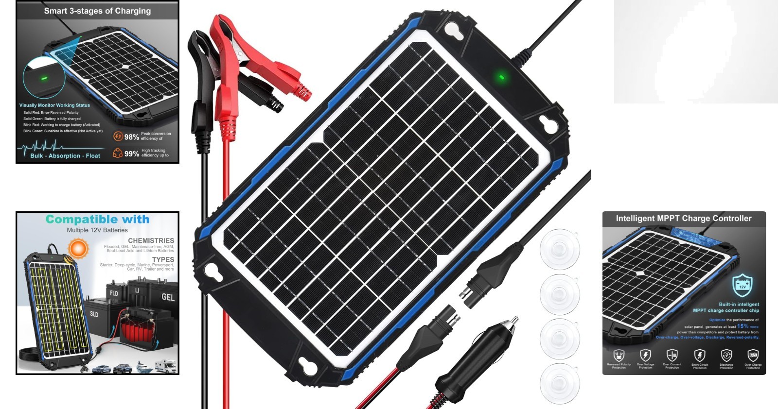 Efficient 12V Solar Battery Charger with Quality & Free Maintenance