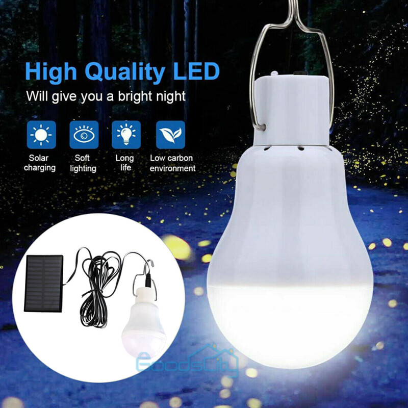 1W 6V Mini Solar Panel & 15W Rechargeable LED Light Bulb for Camping Garden US