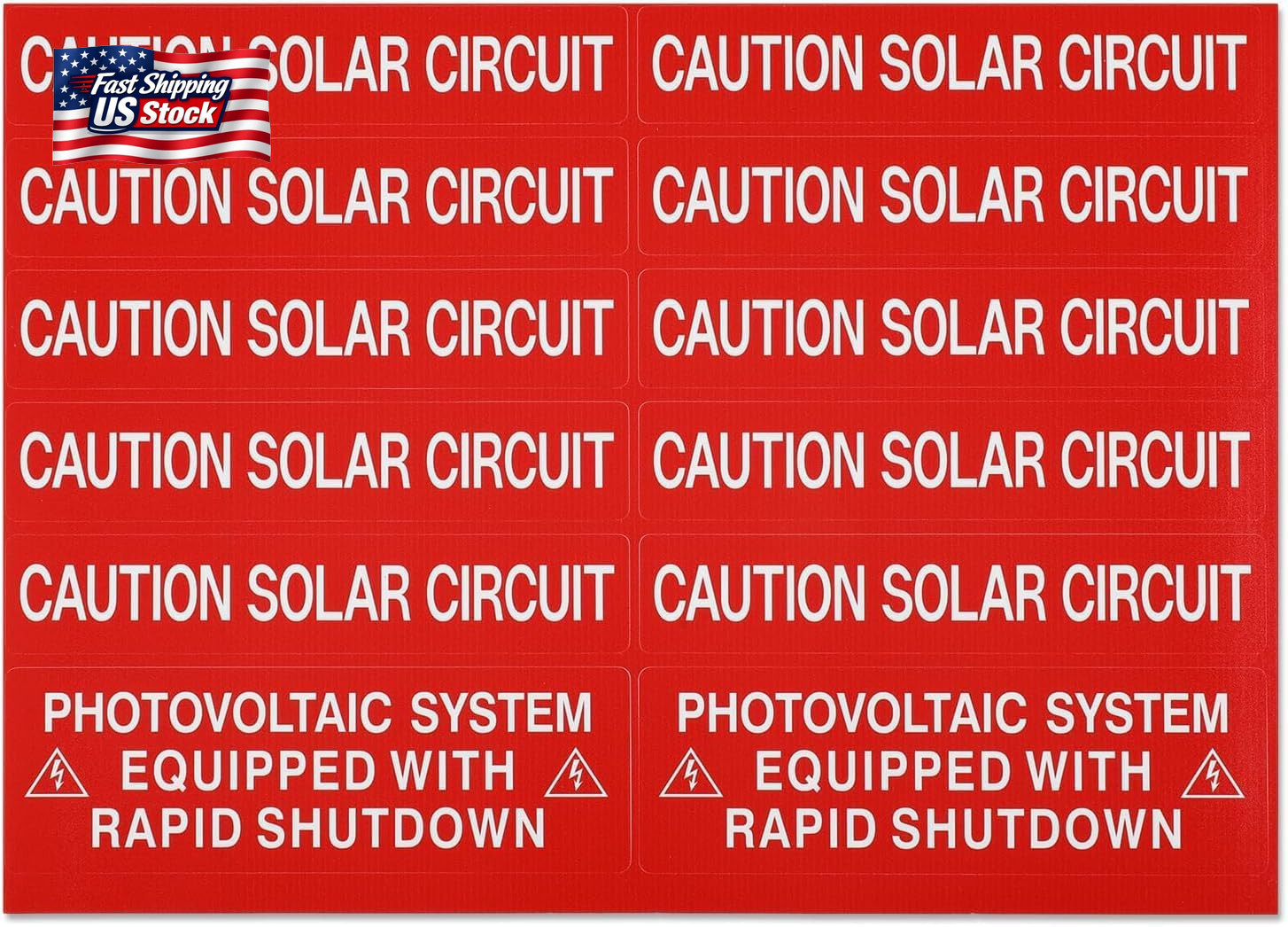 62-Pack Solar PV System Label Kit – Code 2020/2023 Compliant Photovoltaic Sticke