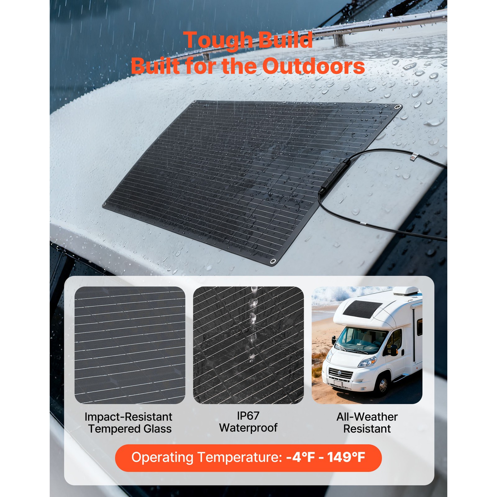 Uimoso Flexible 100W Solar Panel Bendable Monocrystalline Off-Grid Charger