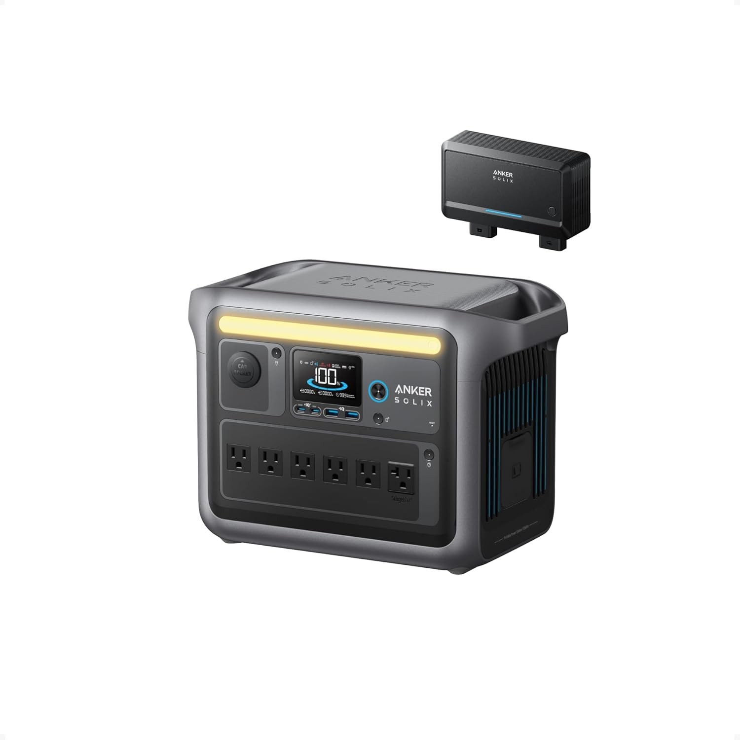 C1000 Portable Power, 1800W (Peak 2400W) Solar Generator, Full Charge in 58 Min