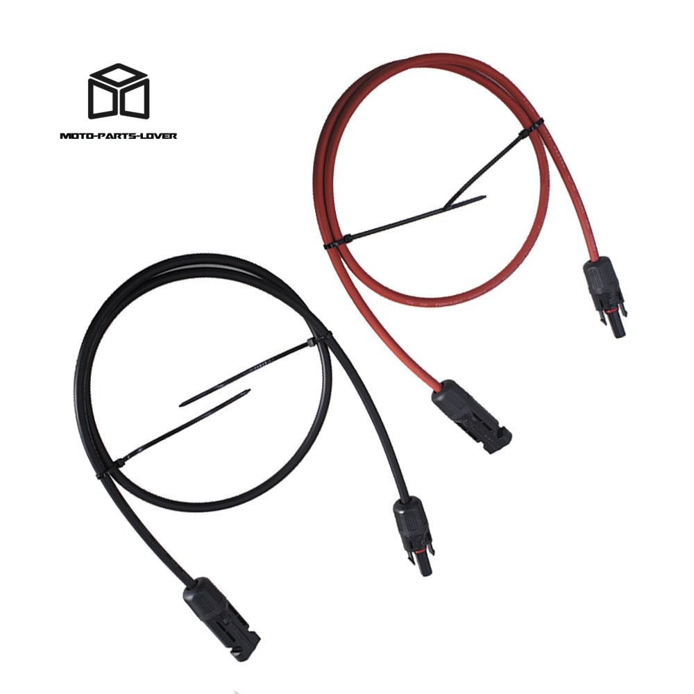 1 Pair 10 AWG Solar Panel Extension Cable Wire Connector 3 Feet Black + Red