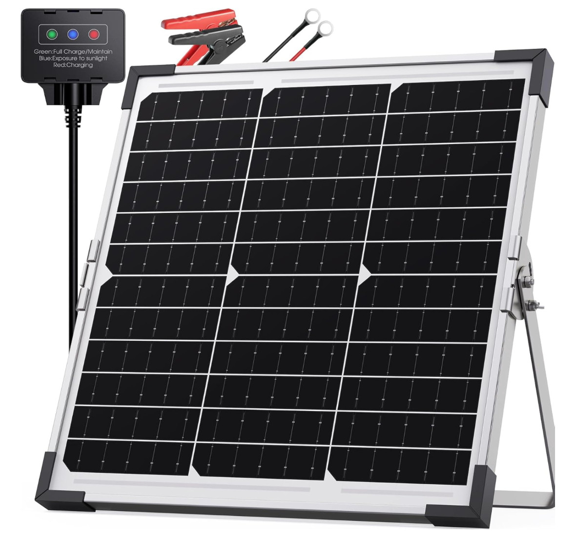 15W Solar Battery Charger Maintainer 12V Waterproof Trickle Charger Kit