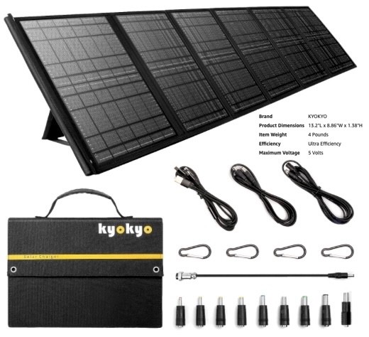 Solar Panel Portable KIT Outdoor, Camping, Hiking, RV- 60W, 5V, USB & 18V KYOKYO