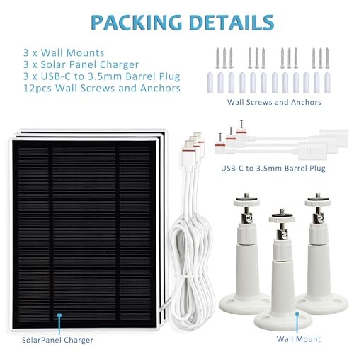 Solar Panel Charger Compatible with Ring Stick Up Cam/Pro/Ring Spotlight 3 Pack