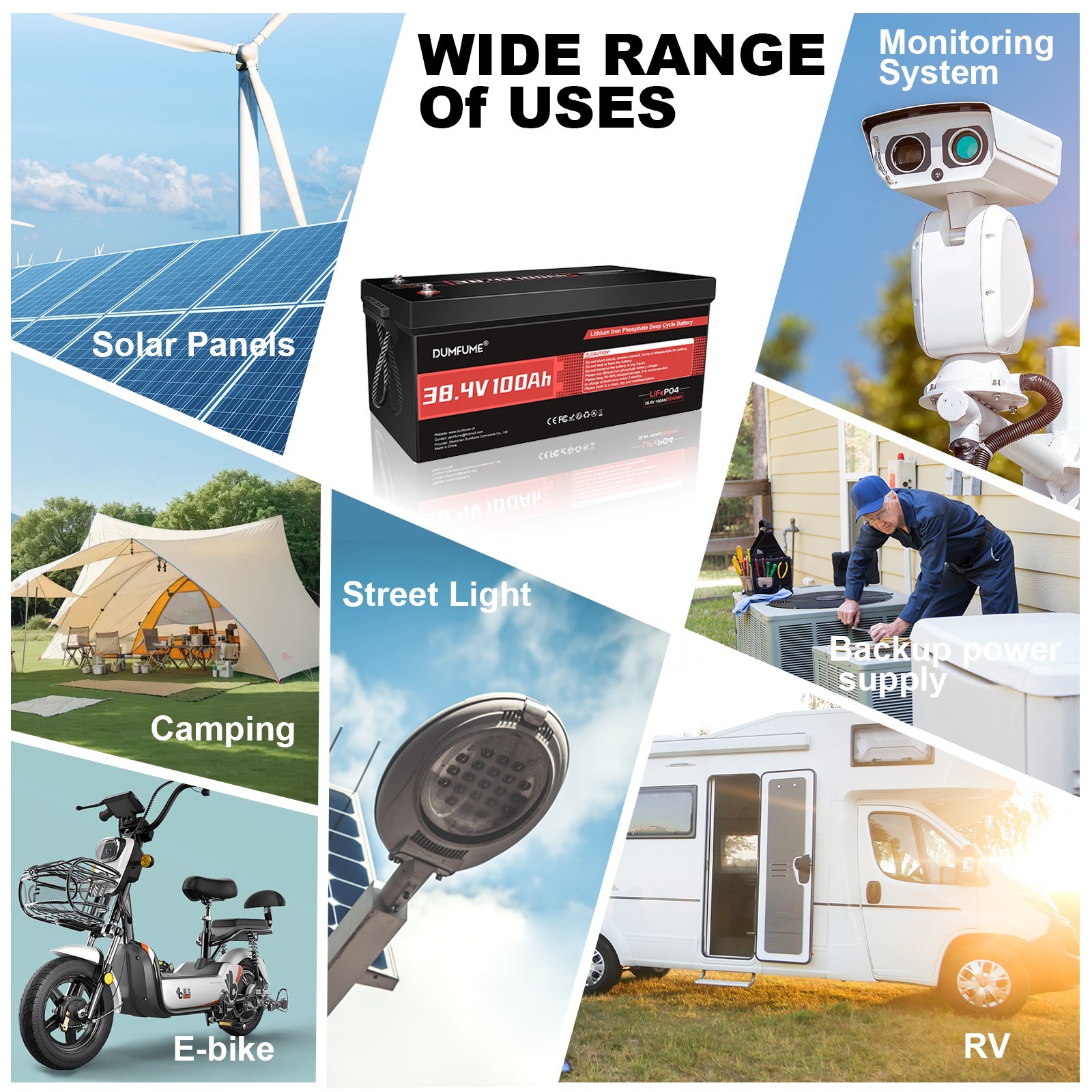 36V 100Ah Lifepo4 Lithium Battery 200A BMS 15000+ Cycles for Rv Camping Off-Grid