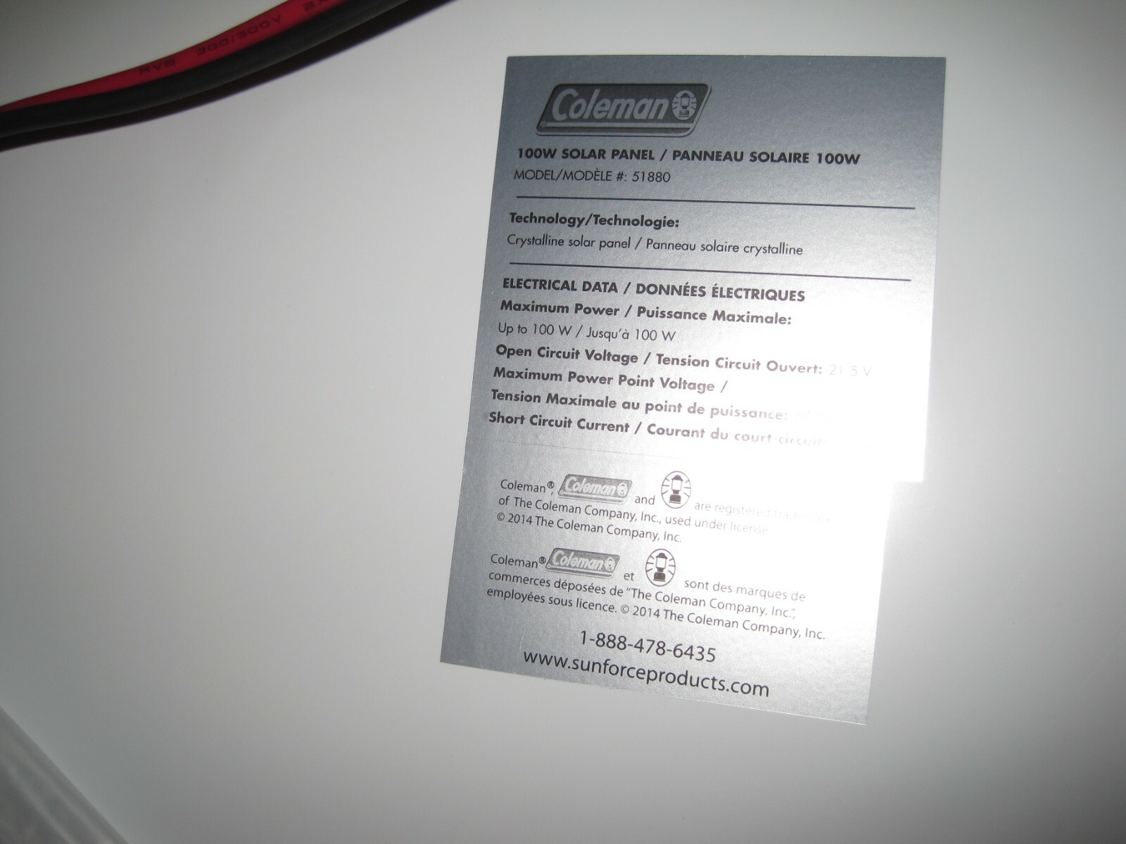 Coleman 100 Watt 12 Volt Solar Panel Crystalline Battery Charger Free Shipping