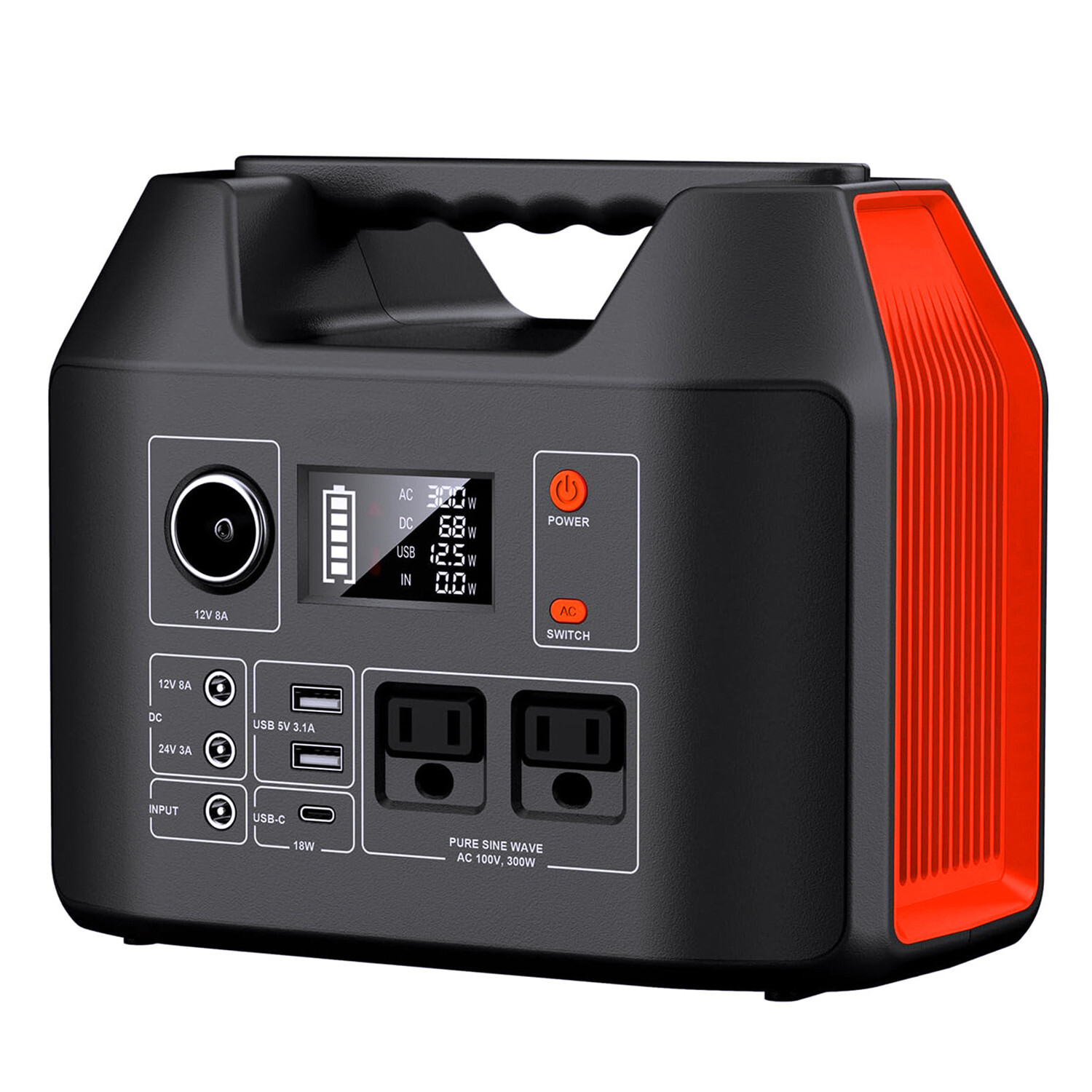 300W Portable Power Station 296Wh Camping Charger Battery Pack Solar Generator