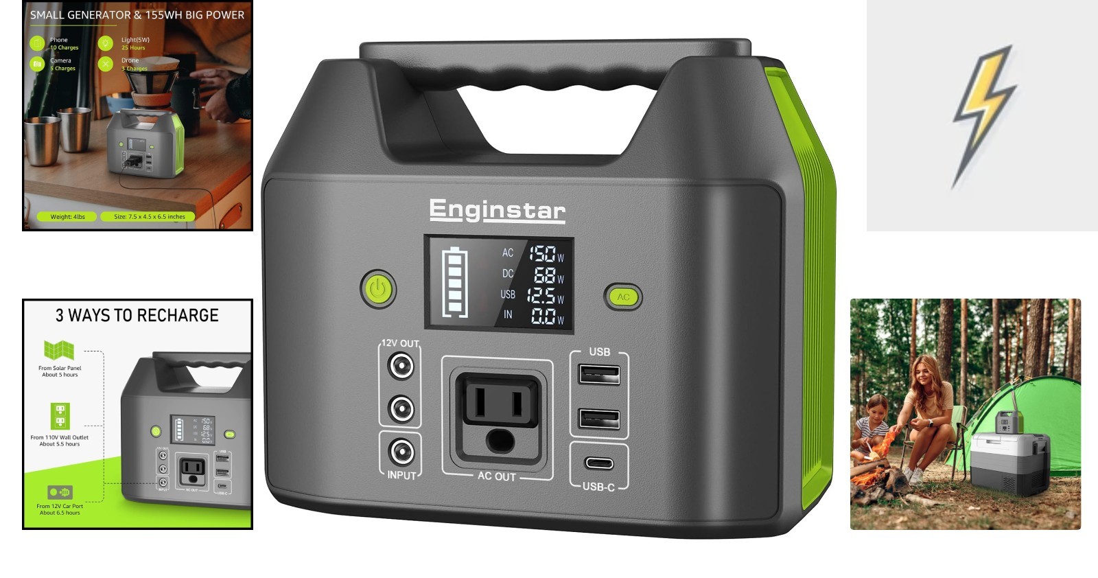 Versatile Portable Power Station with AC Outlet and Safety Features for Camping