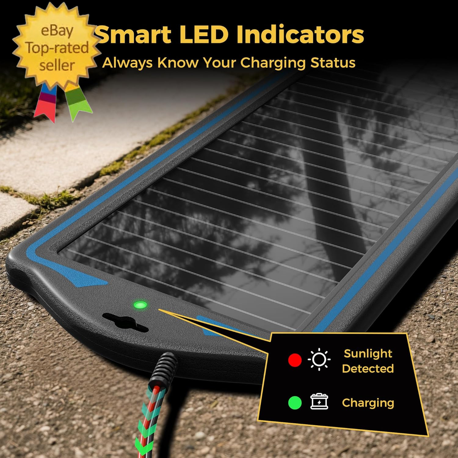 12V Solar Battery Charge:Waterproof Portable Solar Panel Kit -Battery Maintainer