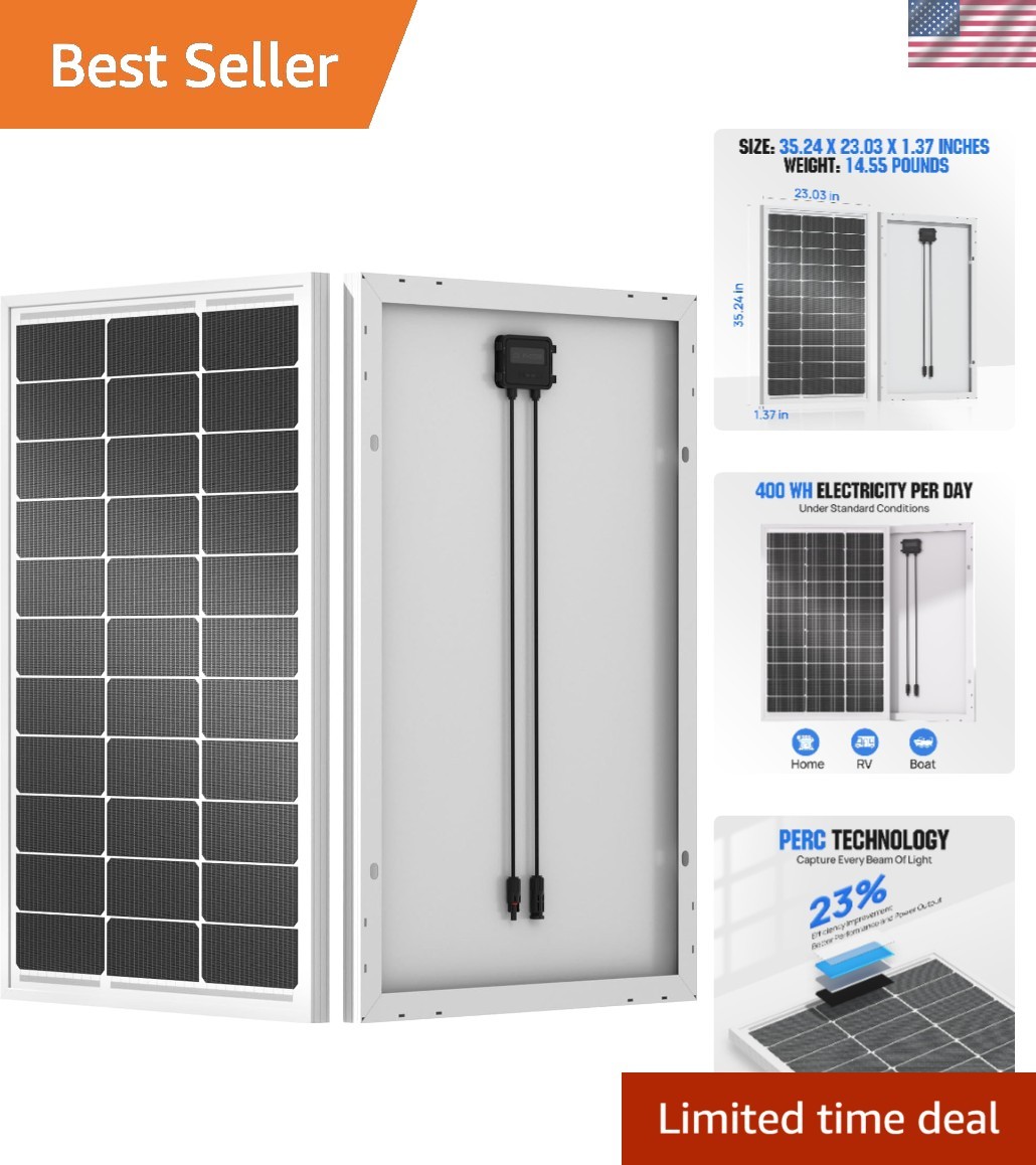 Durable 100W Solar Panel with 25- Lifespan – Ideal for Camping and More