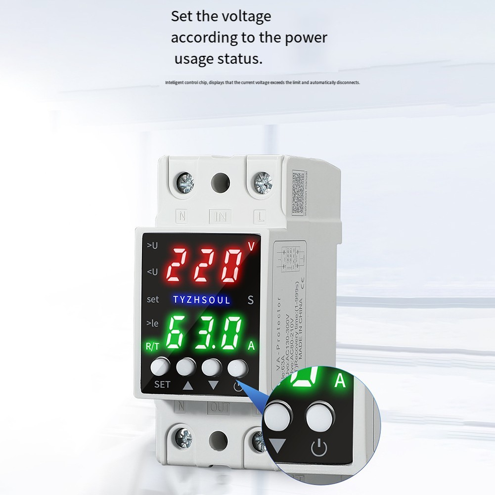 Voltage Control Relay with Dual LCD Readout 80V-300V AC OverUnder Protection
