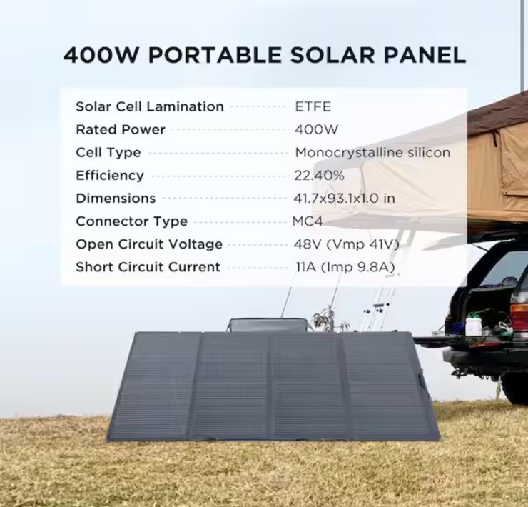 EcoFlow 400W Solar Panel Self-supporting, Waterproof Smart Outdoor Solar Kit