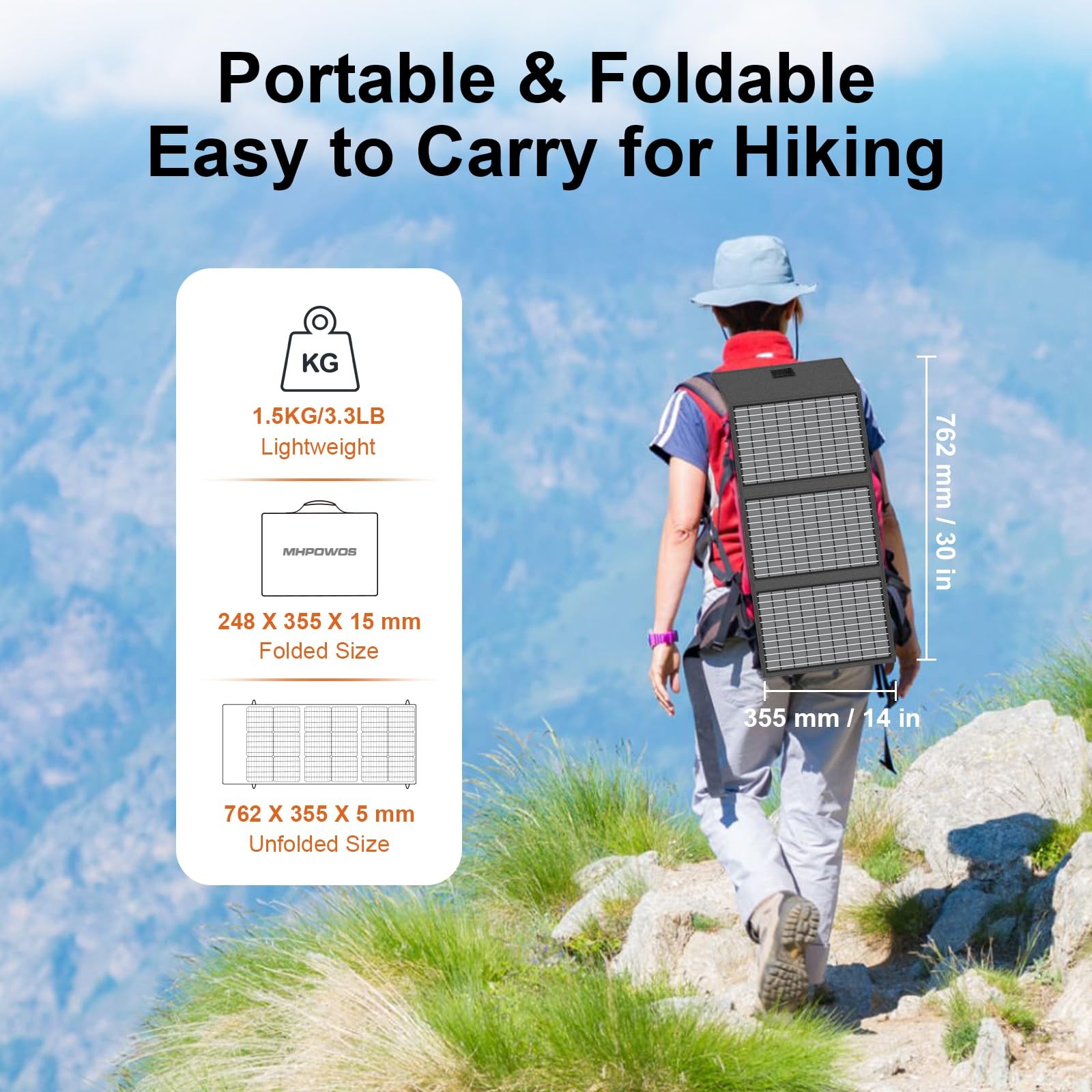 45W Portable Solar Panel Charger with USB-C, USB-A and DC Outputs 18V Foldable I