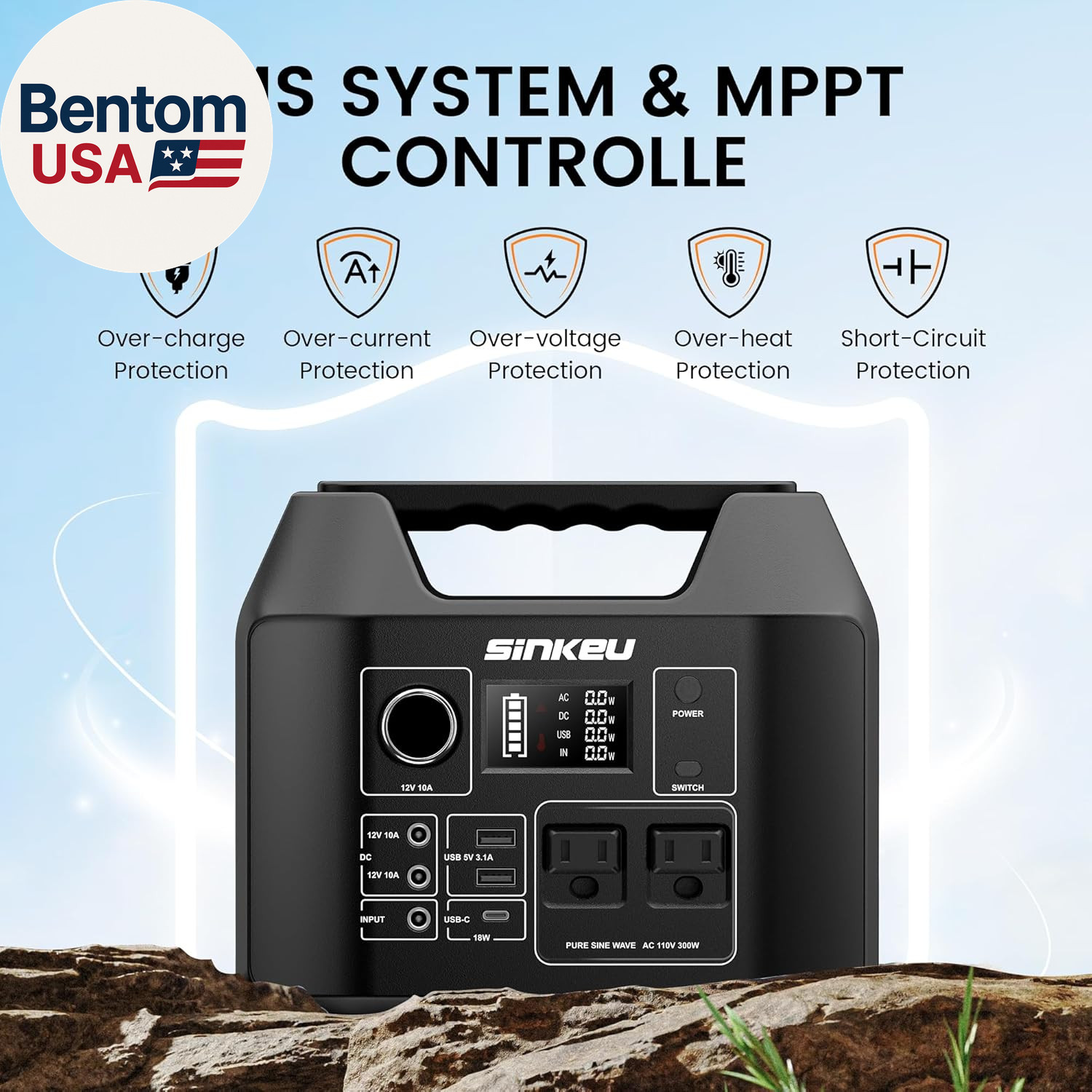 Portable Power Station 80000Mah,256Wh Lifepo4 Battery Backup,300W AC Outlets, Po