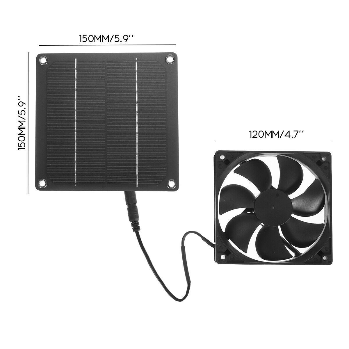 Solar Panel Powered Fan Mini Ventilator For Pet Chicken House Greenhouse Car 5W