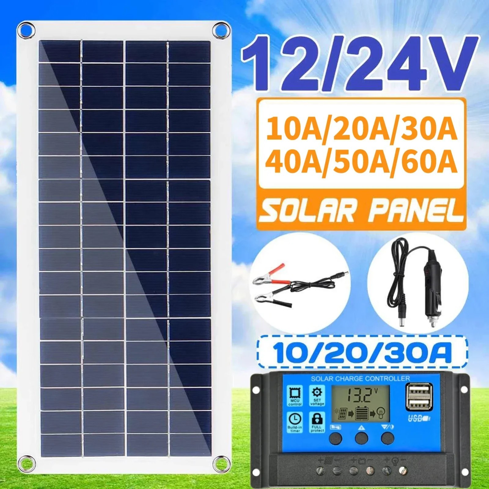 Solar Panel 12V Solar Cell Controller for Phone RV Car Outdoor Battery Supply