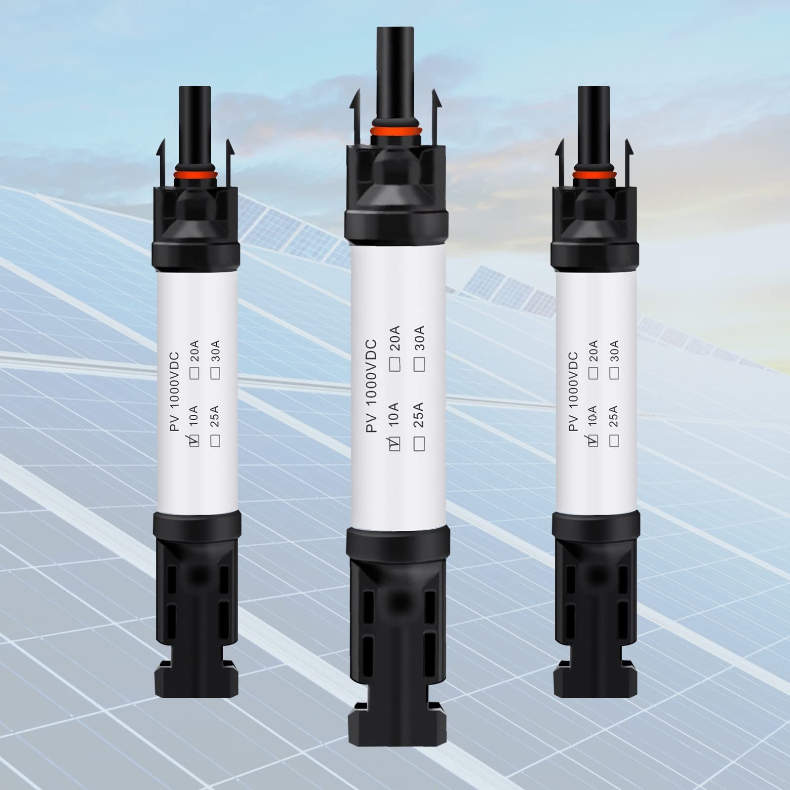10A Waterproof Solar Fuse Holder Kit – 1000V In-Line Connectors + 8 Fuses