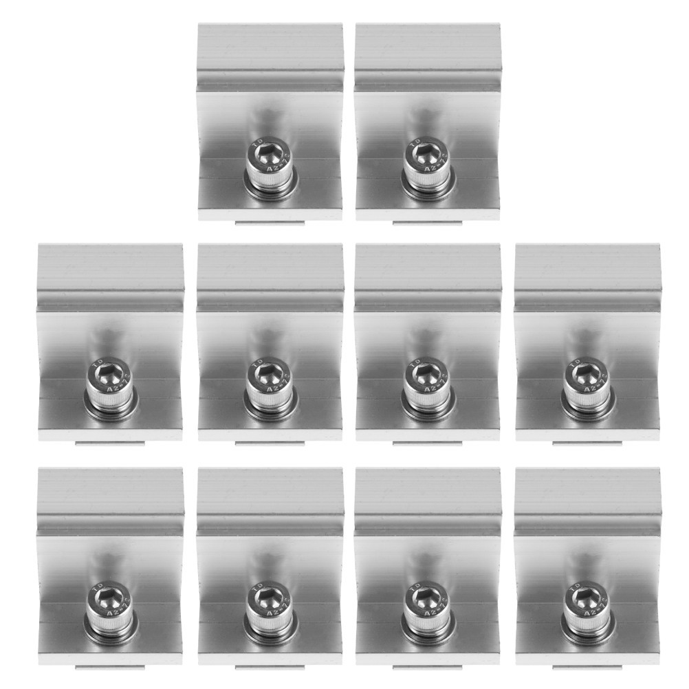 10Pcs Reusable Aluminum Solar Panel Clamps for Mounting Silver