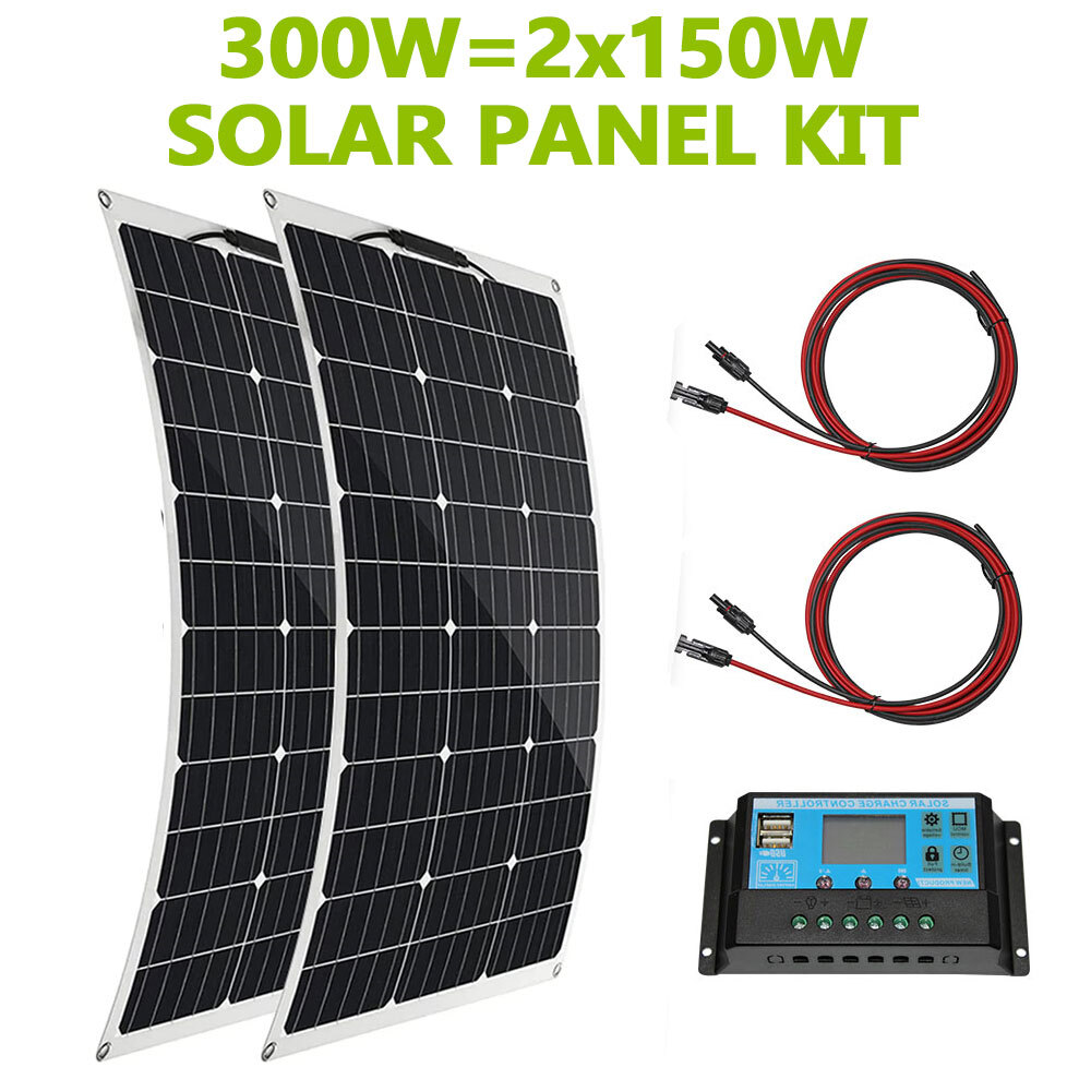 300W Solar Panel Kit with (40A) Charge Controller Flexible Monocrystalline Panel