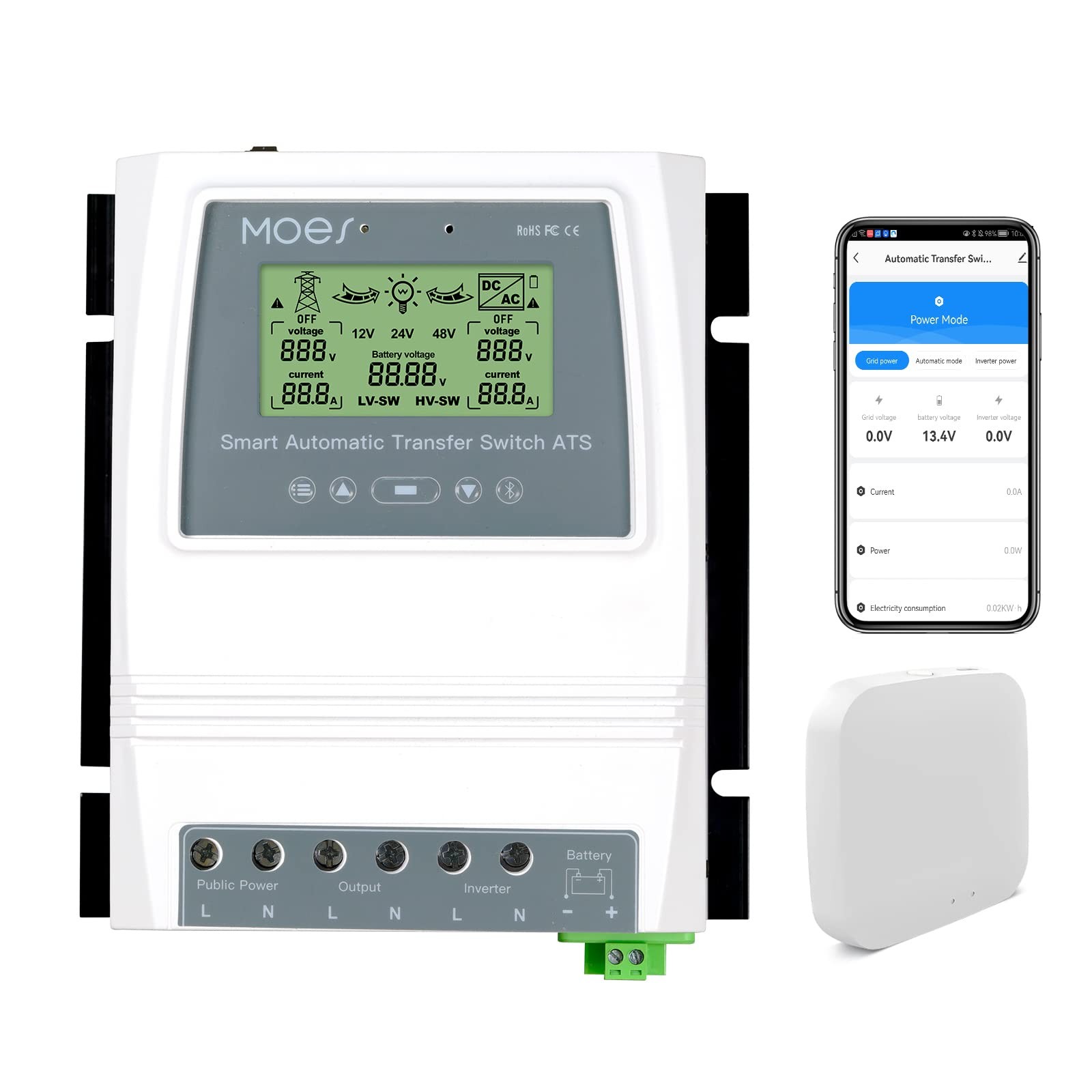 MOES Smart Automatic Transfer Switch for Off Grid Solar Wind System, Dual Pow…