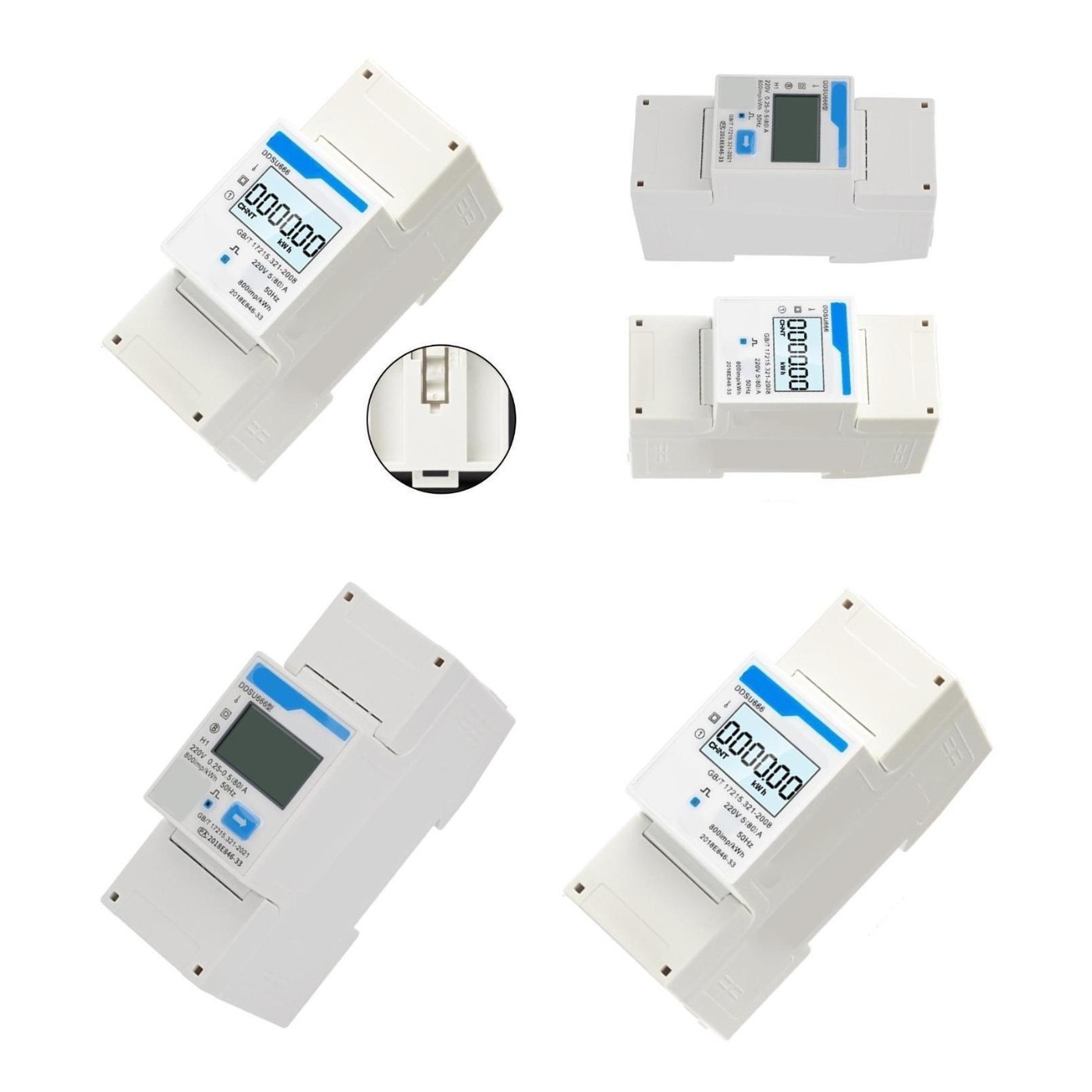 220V Single-Phase Real-time KWh Readings Clear LCD Readout Energy Counter