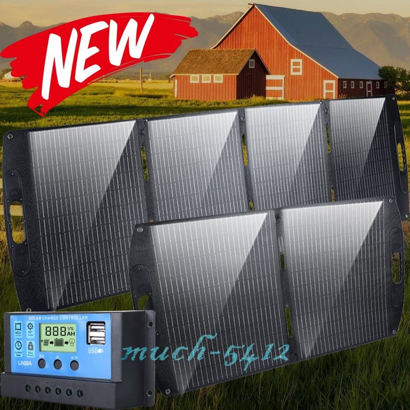 100W 200W Folding Portable Mono Solar Panel 12V Off-Grid Battery Charger RV Home