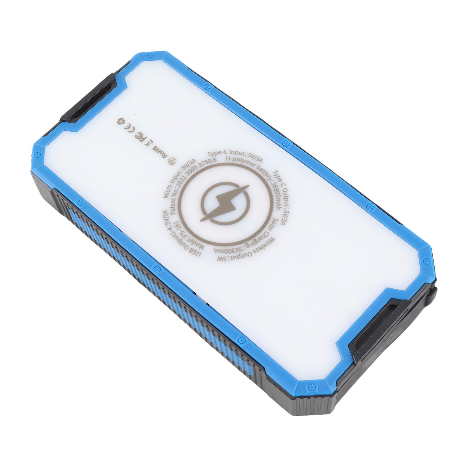 Solar Power Bank 36800mAh 34LEDs 4 USB Output Type C Micro Input Solar External
