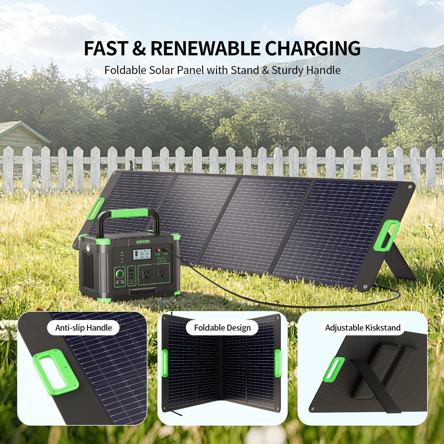 Durable 200W Folding Solar Panel with 4 Kickstands for Outdoor Power Generation