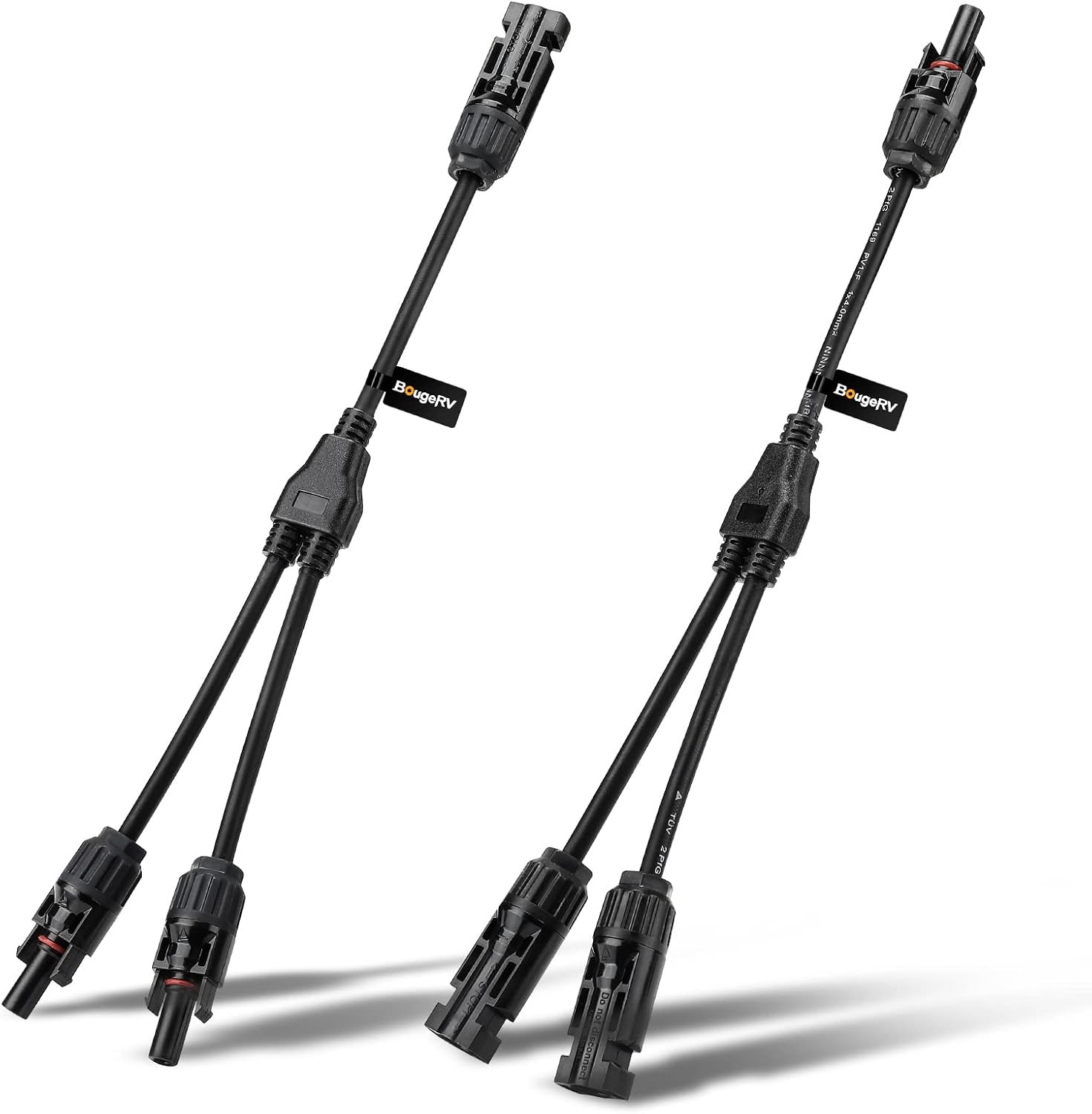 BougeRV Solar Connectors Y Branch Parallel Adapter Cable 1 Pair M/FF and F/MM