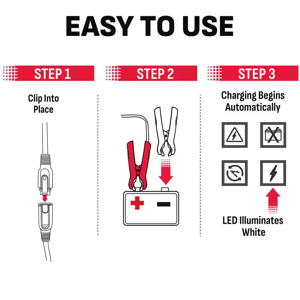 Extended-Reach Battery Cable, Quick-Connect, 16 AWG, Adds 10 Ft. of Reach, for R