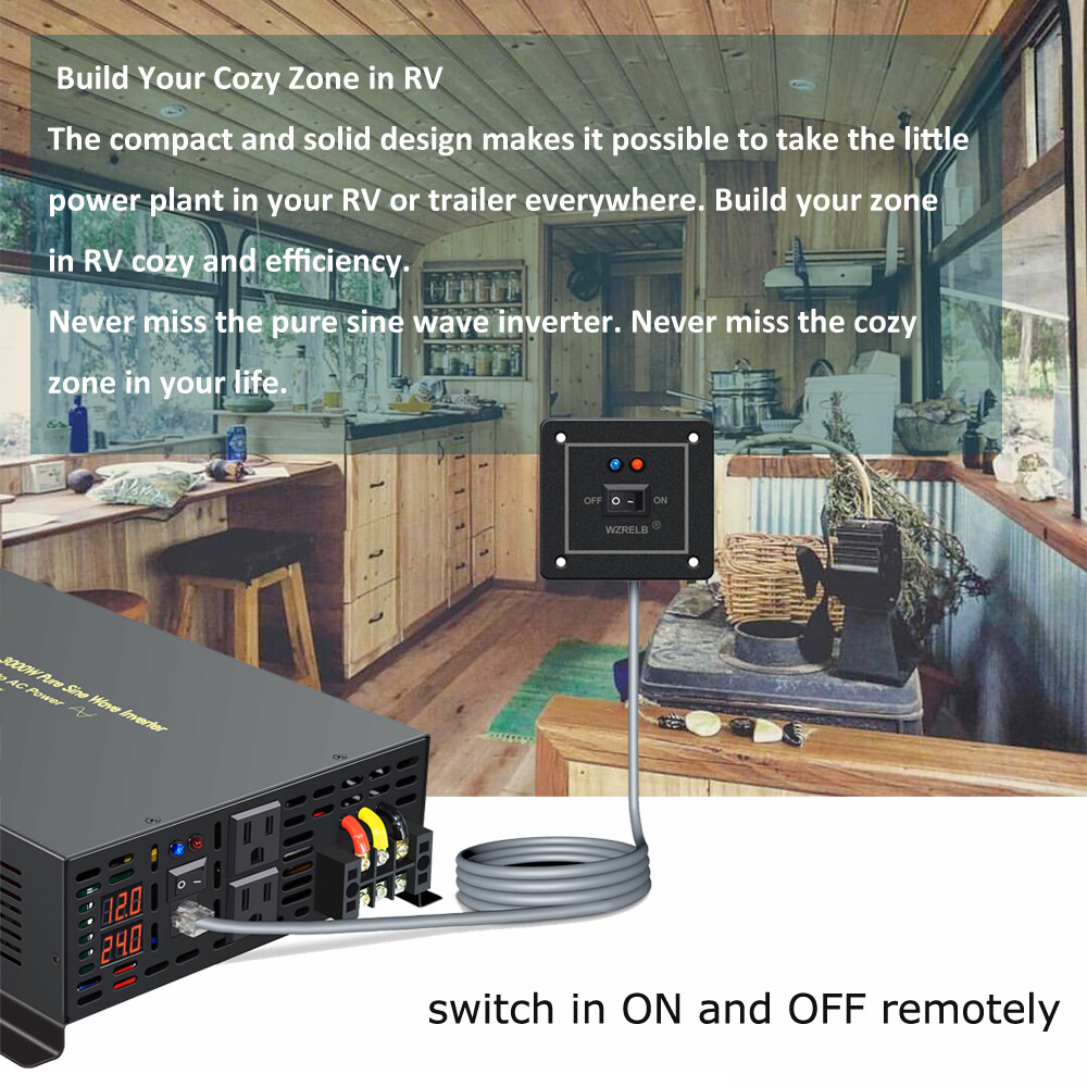 5000w 36V Pure Sine Wave Inverter 110V 120V Solar Power Home Remote Switch Moto