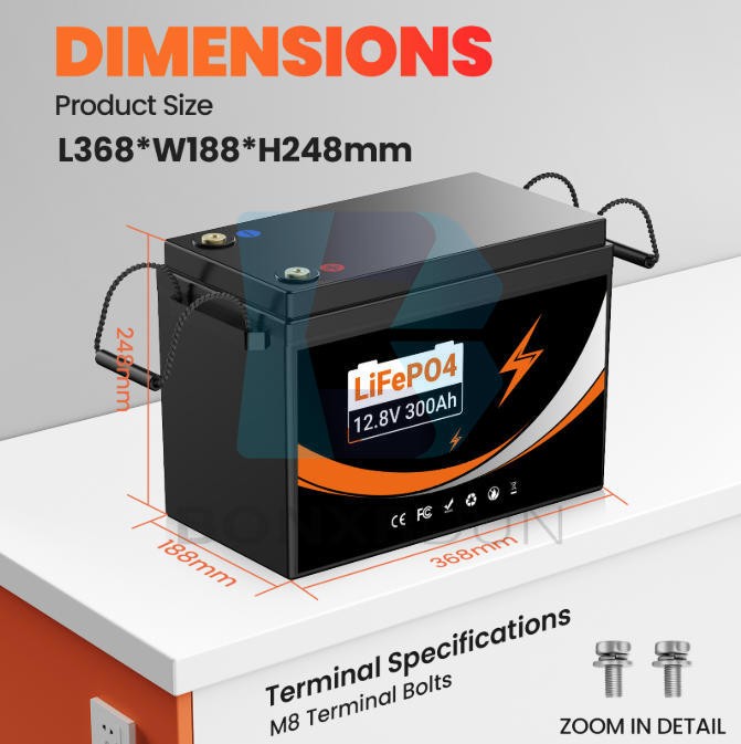 Lithium Iron Phosphate Battery 12.8V300AH With Large Capacity For RV Home