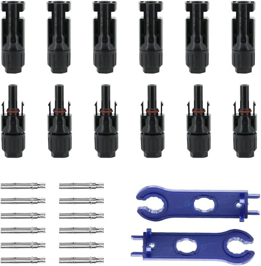 12 PCS Solar Connectors with Spanners Solar Panel Cable Connectors 6 Pairs Male/