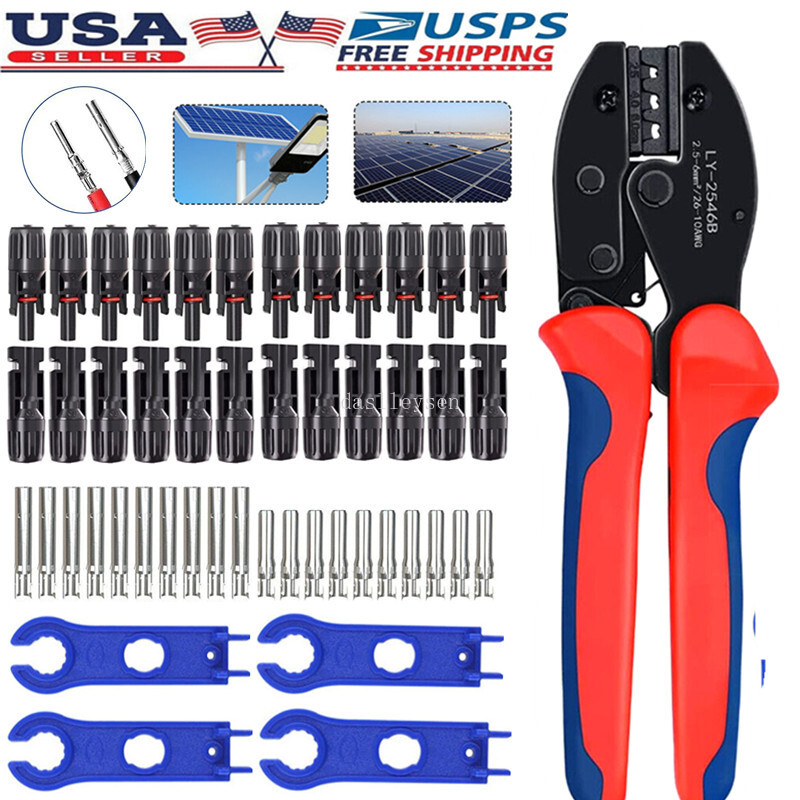 24/12PCS Solar Panel Cable Wire Connectors Crimper PV Crimping Pliers Tools Set