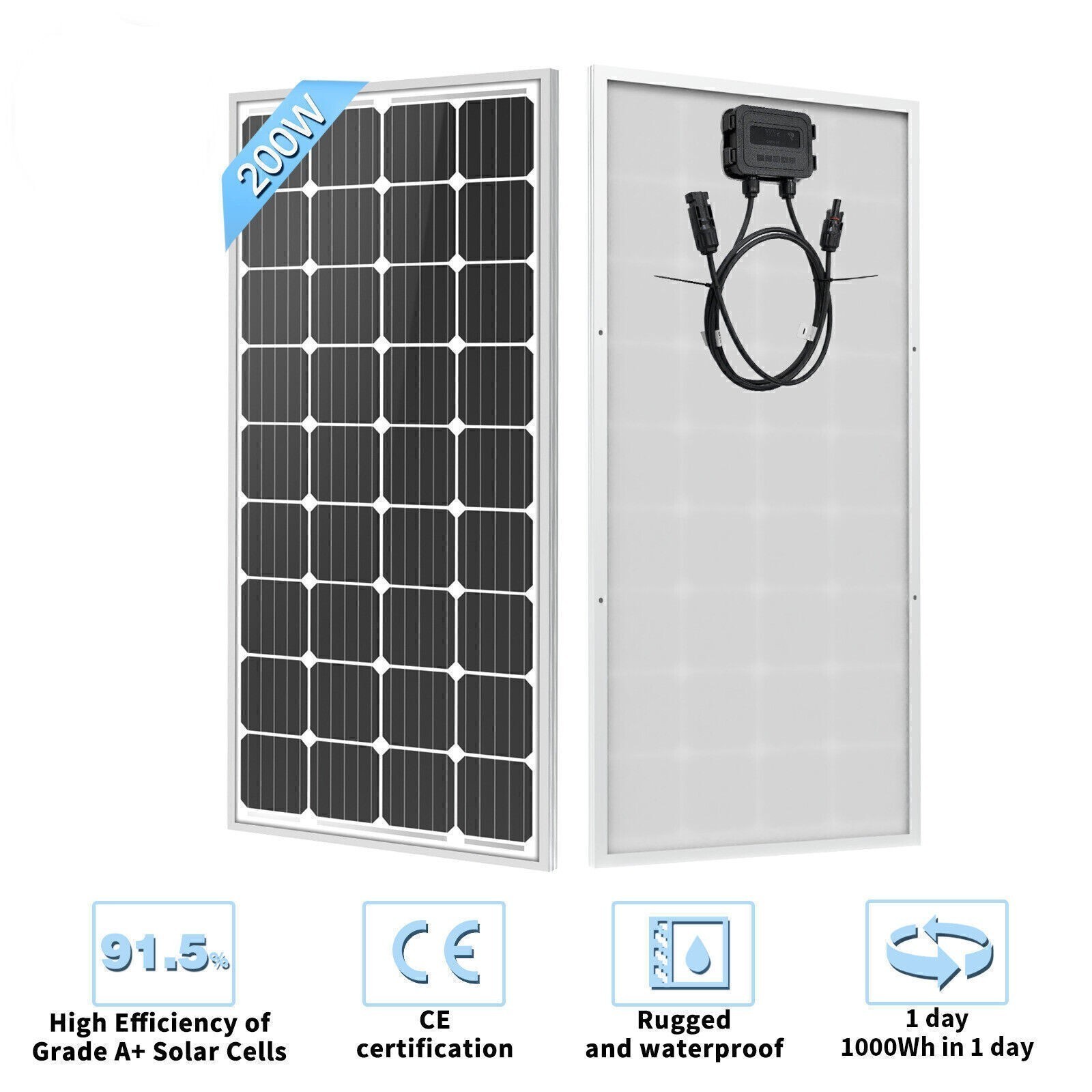 200 Watt Solar Panel 12 Volt Monocrystalline Solar Panel High Efficiency Module