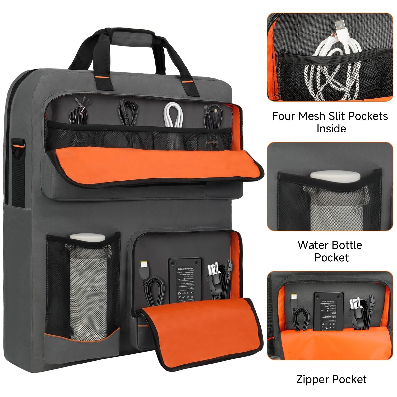 Padded Solar Panel Storage Bag for Camping & RV, Fits Jackery/Anker, Gray
