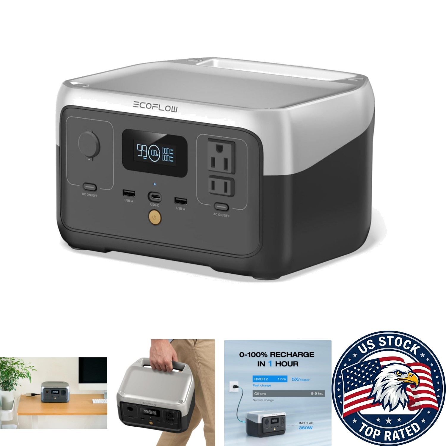 RIVER 2: Portable 256Wh Power Station with Fast Solar Recharge for Adventures