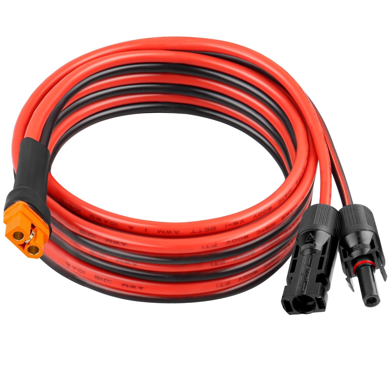 10FT Solar Panel Adapter Cable to XT60i – 10AWG Tinned Copper Wire, PVC Jacket,