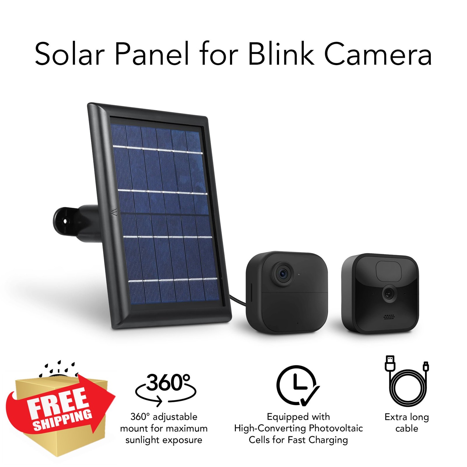 Wasserstein Solar Panel 2 Pack Black Internal Battery