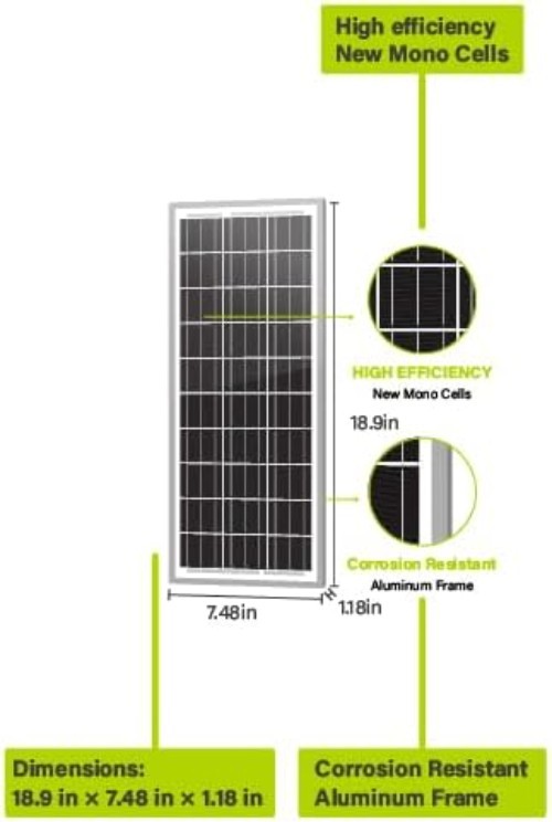 15W 12V 10BB Solar Panel Automatic Gate Openers, Compatible with Mighty Mule,…