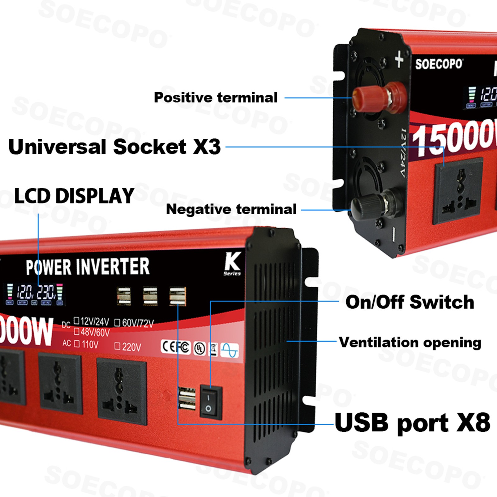 15000W Solar Inverter Kit | 800W Panel + Controller | 12V/24V to 110V/220V