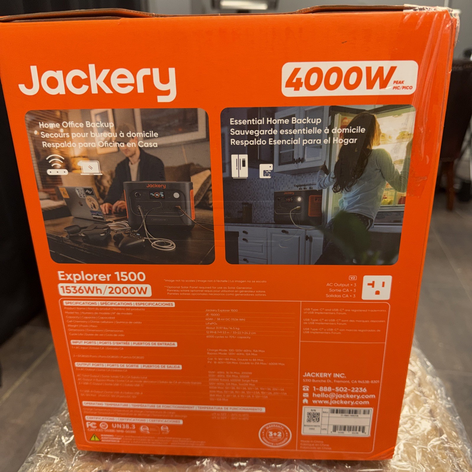 Jackery Explorer 1500 v2 Portable Power Station 1536Wh 400W Solar Input