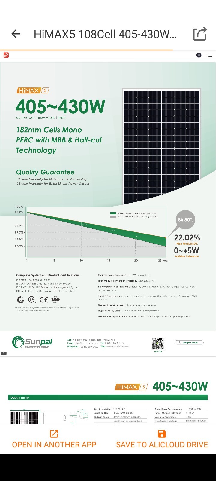 ECO-WORTHY L02M100-1 400W 12V Monocrystalline Solar Panel