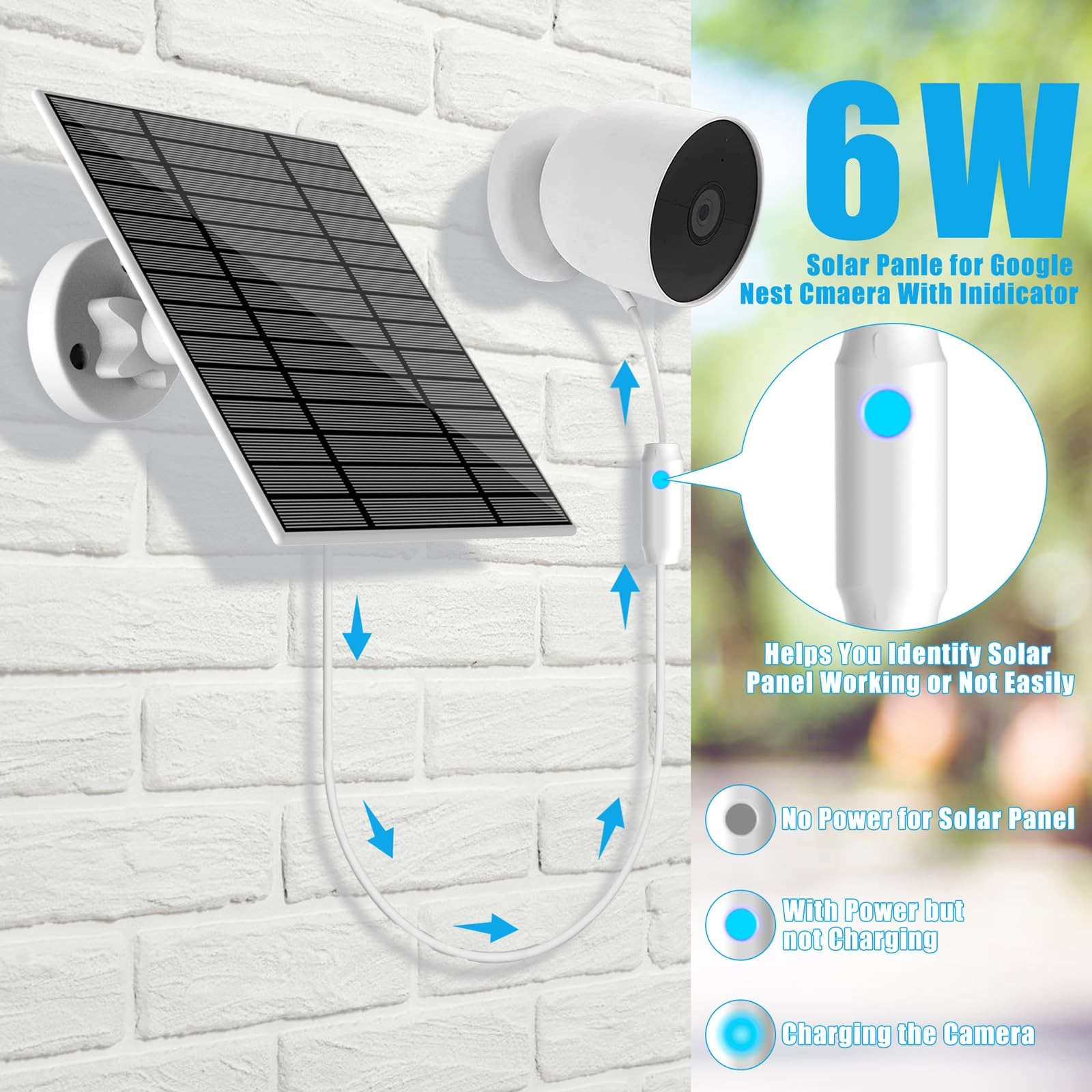 6W Solar Panel with Google Nest Outdoor & Indoor (Battery Version), Solar Pow…