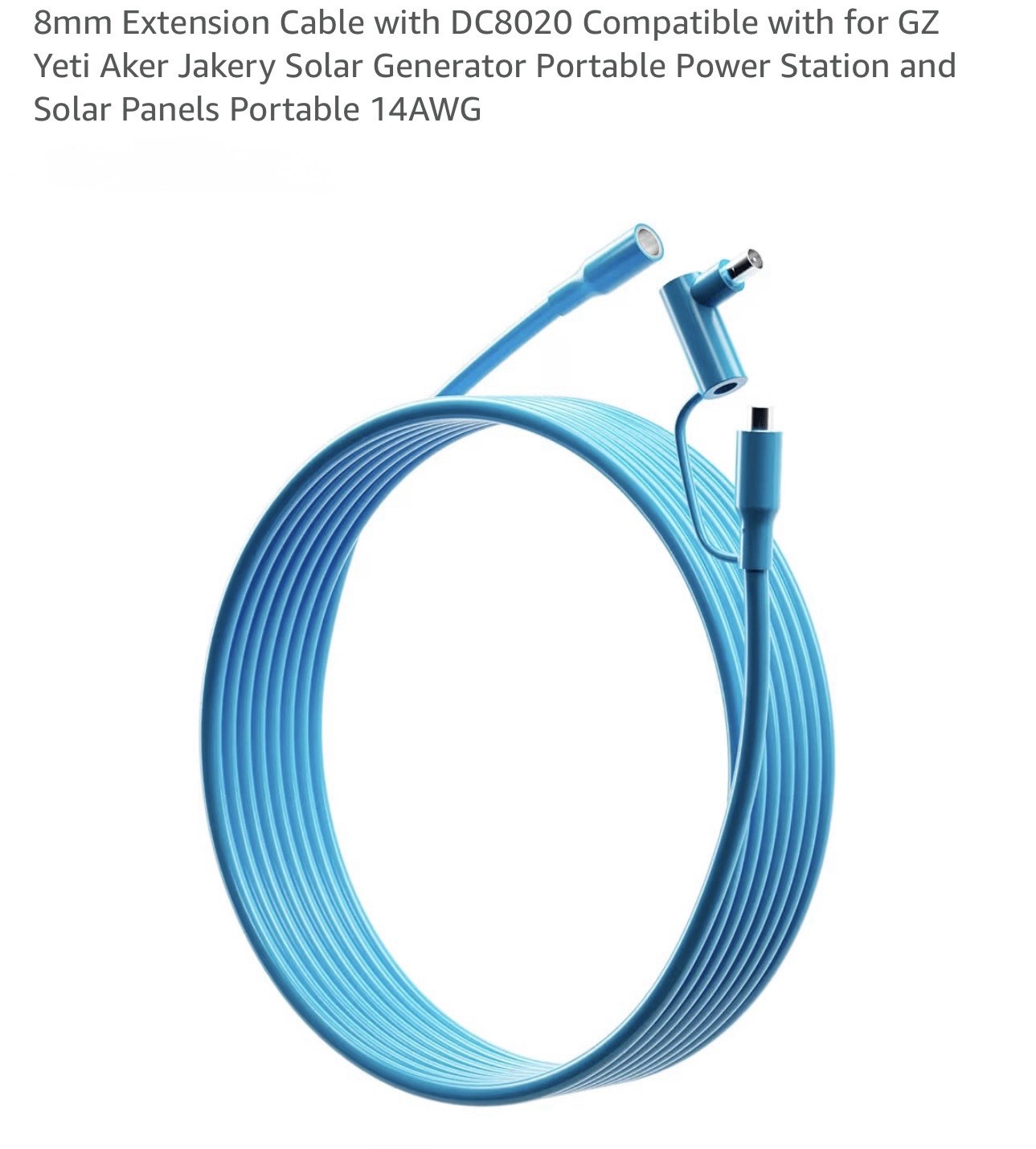 New !!8mm Extension Cable DC7909 to 20 ft DC8020 Solar Portable Power Stations
