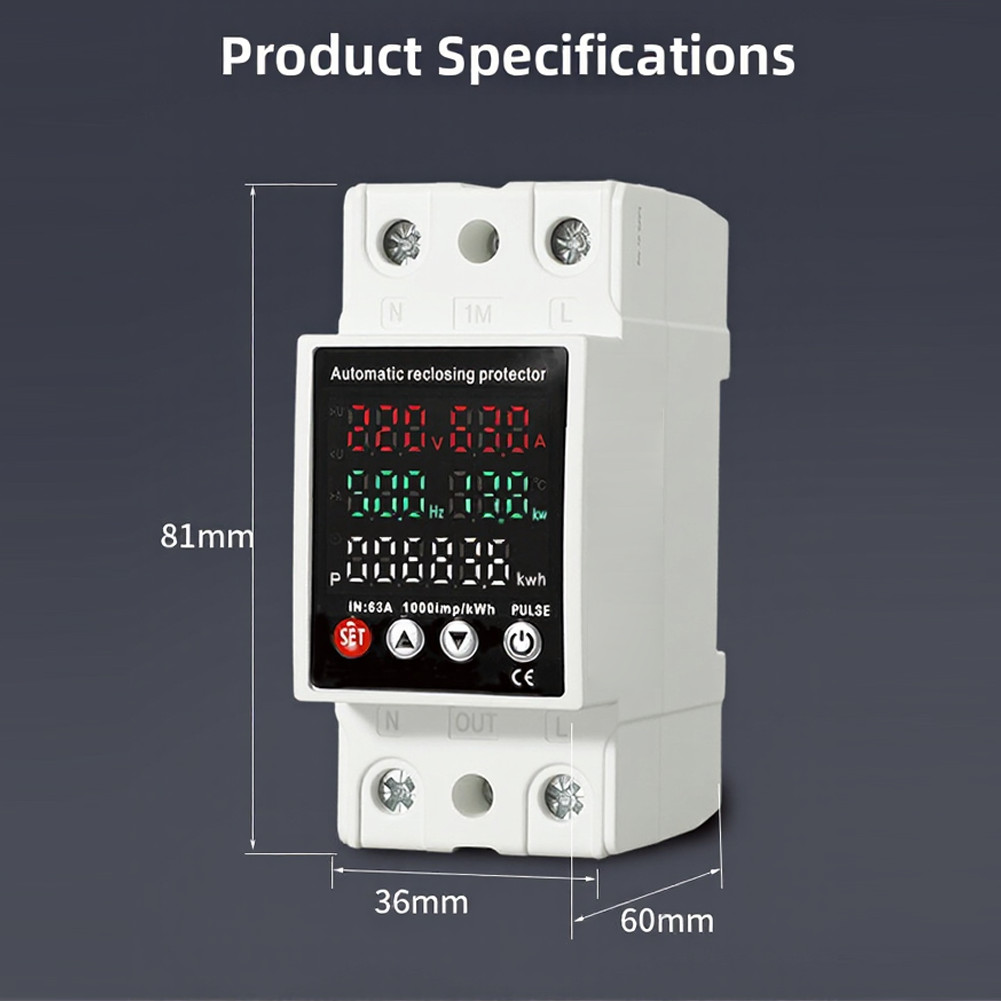 PA66 Overvoltage Protector AC 80-300V 63A for Shutter and Heating Systems