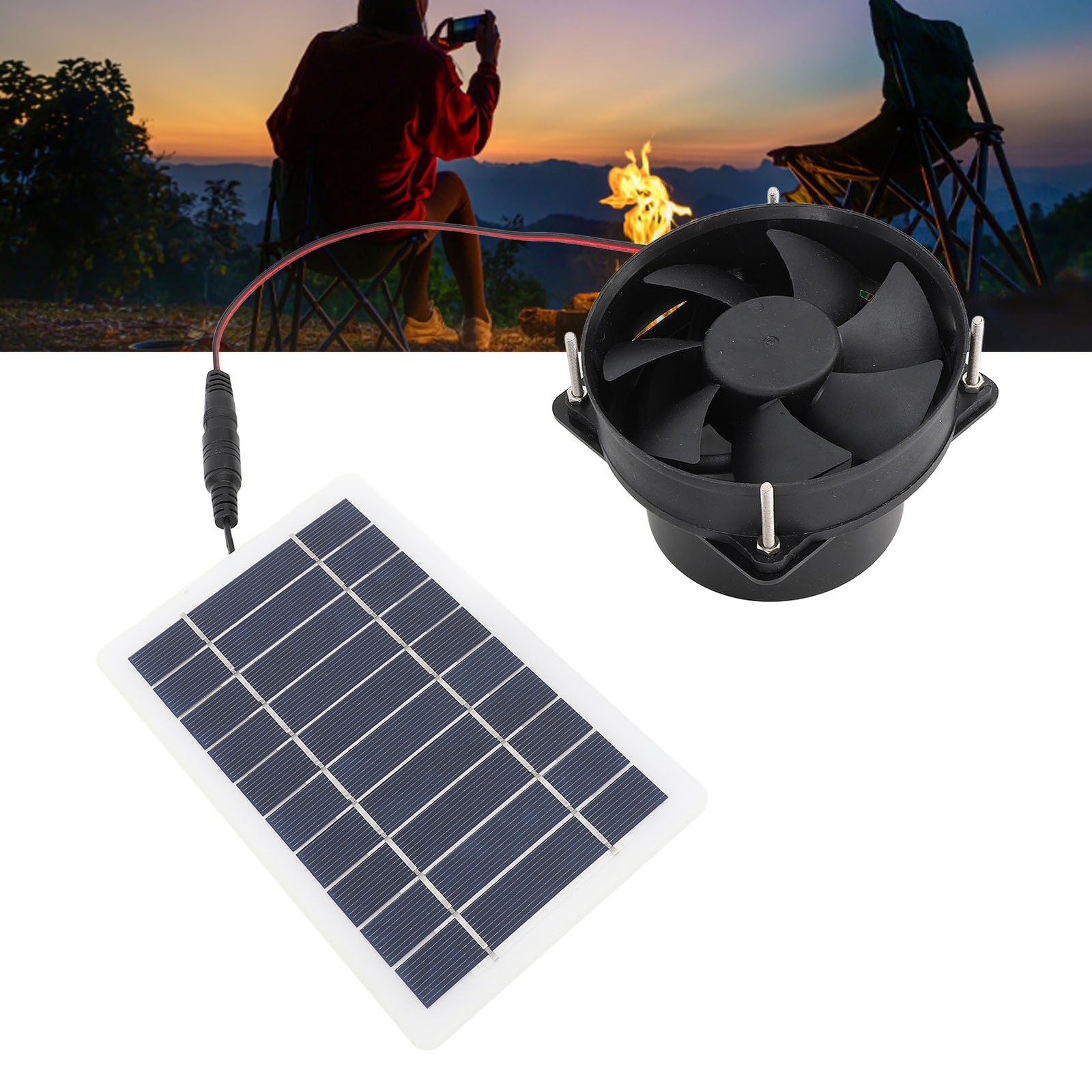 10W Solar Panel Powered Fan Kit Portable Silent Exhaust Fan For Outdoors For